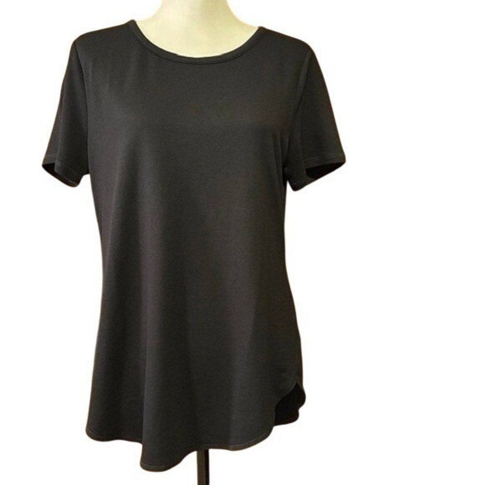 Skechers Womens Activewear Tee Black Short Sleeve Curved Hem Crew Neck RN118930